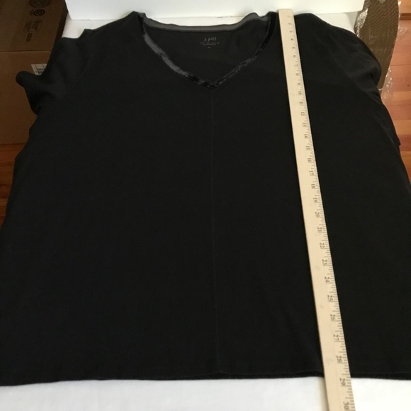 J. JILL Velvet Trim V-Neck Tee Long Sleeve Cotton Black NWT Women’s Plus Size 4X - Picture 11 of 15